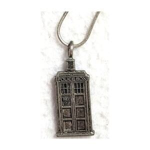 Vintage Sterling Silver Doctor Who TARDIS Police Box Pendant Necklace Sci-Fi